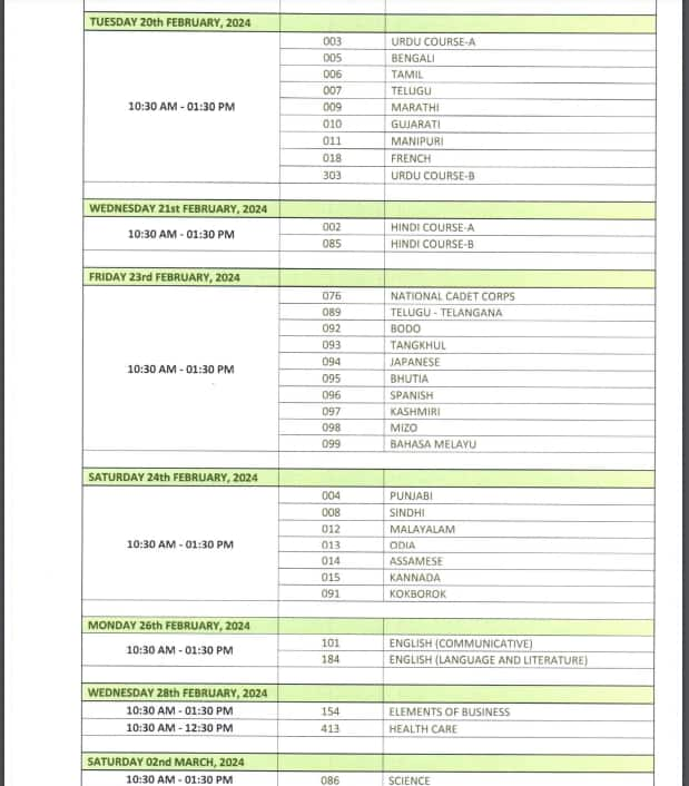 Cbse Date Sheet 2024 Class 10 Pdf Released 2024 10th Exam Time Table 4712